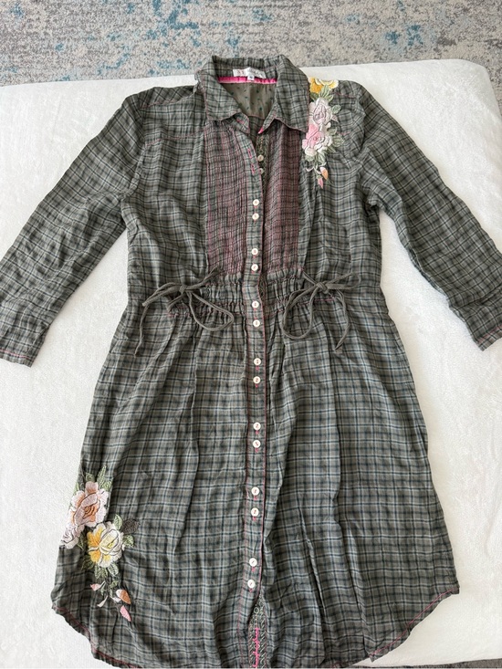 Johnny Was Dresses & Skirts - Johnny Was 3 J Olive Plaid Dress with Embroidery Size Small E04